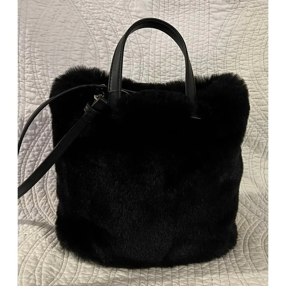 Expressions NYC Black Crossbody Bag  Faux fur Brand new